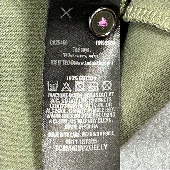 Ted Baker Polo Shirt 6 Olive Cotton Blend - Picture 8 of 9